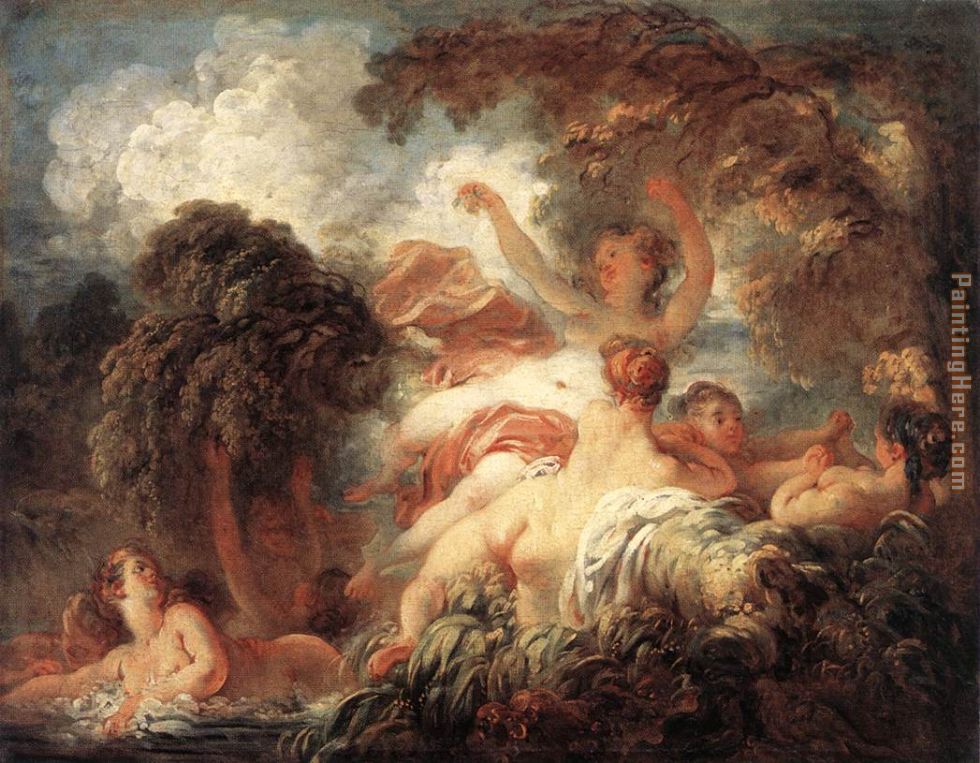 The Bathers painting - Jean-Honore Fragonard The Bathers art painting